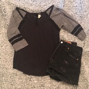 Free people lace baseball tshirt